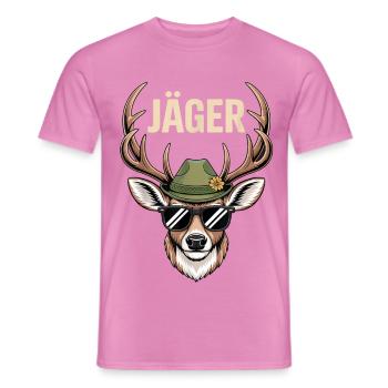 Cerf chasseur avec lunettes de soleil chapeau - T-shirt homme - rose - Devant - AI Model Male 178 dark (178cm)