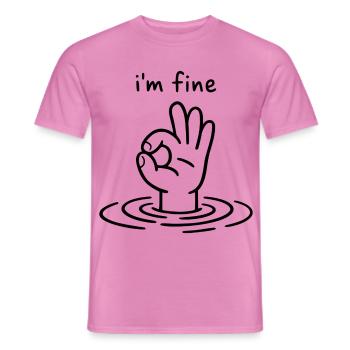 I'm fine - Hand Ok Zeichen - Männer T-Shirt - Pink - Vorne - AI Model Male 178 dark (178cm)