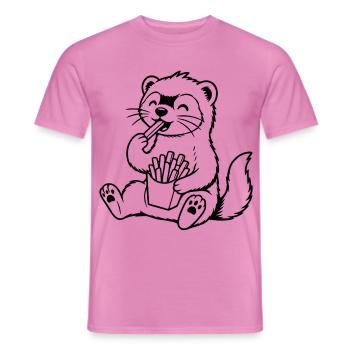 Frettchen isst Pommes - Männer T-Shirt - Pink - Vorne - AI Model Male 178 dark (178cm)