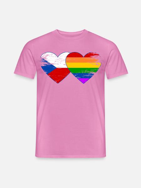 Tschechien Regenbogen Flagge Herz used - Männer T-Shirt - Pink