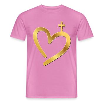 Verehrungskreuz Herz - Männer T-Shirt - Pink - Vorne - AI Model Male 178 dark (178cm)