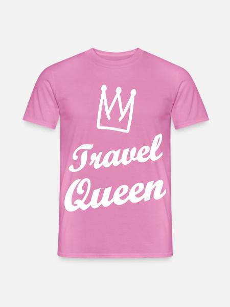 Travel Queen Krone Schrift - Männer T-Shirt - Pink