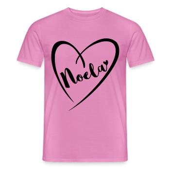 Noela surname first name in heart frame - Men's T-Shirt - pink - Front - AI Model Male 178 dark (178cm)