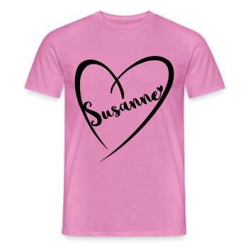 Susanne Nom Prénom dans le cadre du cœur - T-shirt homme - rose - Devant - AI Model Male 178 dark (178cm)