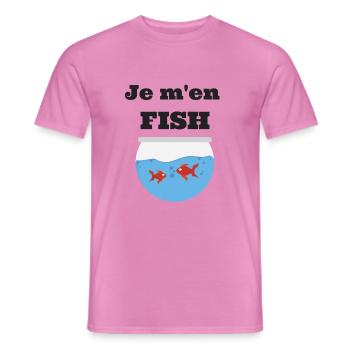 Je m'en FISH - T-shirt homme - rose - Devant - AI Model Male 178 dark (178cm)