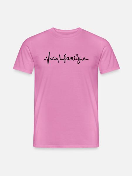 I love my family Herzschlag Vater Mutter Kind Herz - Männer T-Shirt - Pink