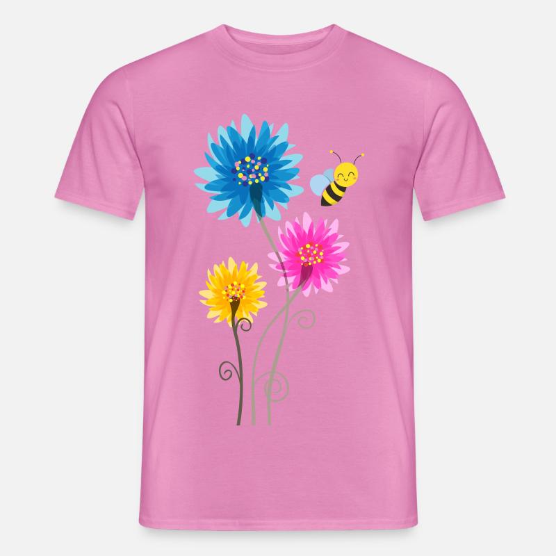 Bunte Blumen mit Biene - Frühling Kindermode - Männer T-Shirt - Pink