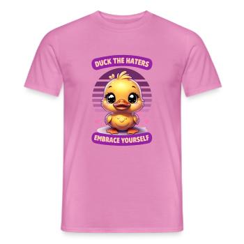 Empowering Duck the Haters valentine gift - Men's T-Shirt - pink - Front - AI Model Male 178 dark (178cm)