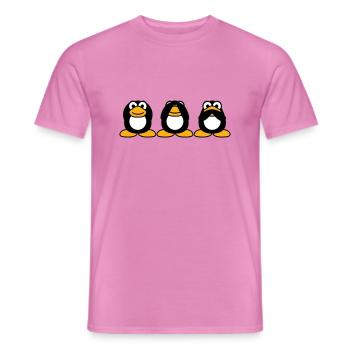 Three wise penguins don't hear anything say team - Men's T-Shirt - pink - Front - AI Model Male 178 dark (178cm)