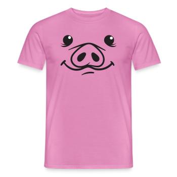 Schwein Gesicht Schweinenase Kostüm Karneval - Männer T-Shirt - Pink - Vorne - AI Model Male 178 dark (178cm)