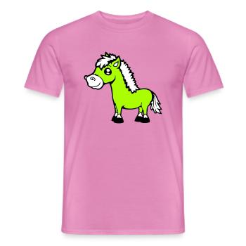 Horse Stands Rider Cartoon Riding Cute Comic Cool - Men's T-Shirt - pink - Front - AI Model Male 178 dark (178cm)
