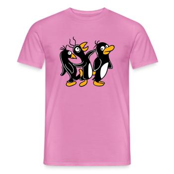 Crazy penguins running stupid kicking team friends - Men's T-Shirt - pink - Front - AI Model Male 178 dark (178cm)
