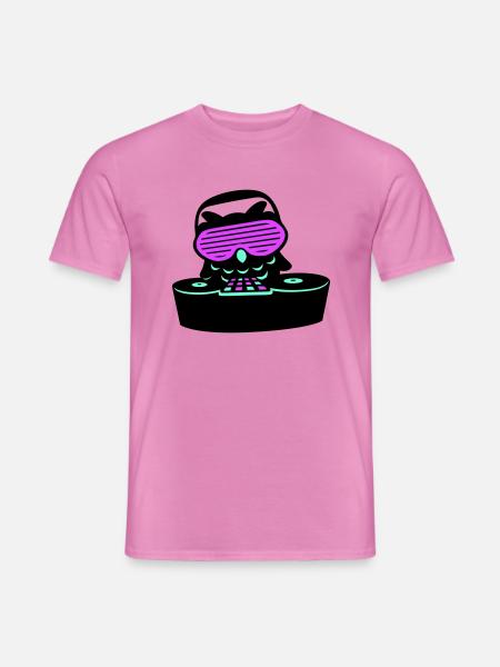 DJ Eule Mischpult Musik auflegen Club Disko Party - Männer T-Shirt - Pink