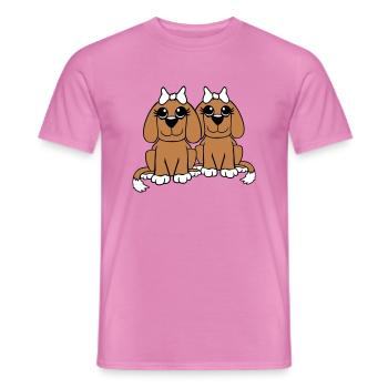 2 Équipe de chiens Deux amis Petites amies Couple Équipage - T-shirt homme - rose - Devant - AI Model Male 178 dark (178cm)