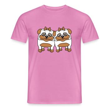 2 chiens carlin filles femmes petites amies équipe filles - T-shirt homme - rose - Devant - AI Model Male 178 dark (178cm)
