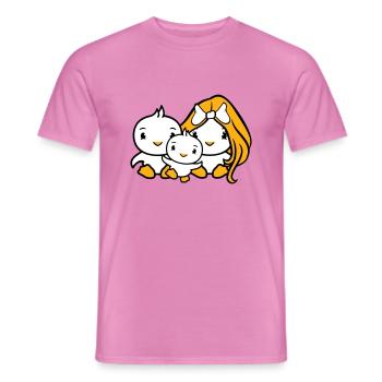 3 oiseaux Famille Parents Maman Papa Trois Enfant Bébé - T-shirt homme - rose - Devant - AI Model Male 178 dark (178cm)