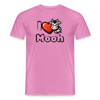 🐮 I ❤️ Moooh – Lustiges Kuh Cartoon T-Shirt - Männer T-Shirt - Pink - Vorne - AI Model Male 178 dark (178cm)