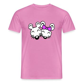 2 Mäuse Paar Zwei Verliebt Valentinstag Frau Mann - Männer T-Shirt - Pink - Vorne - AI Model Male 178 dark (178cm)