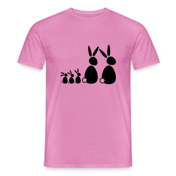 5 lapins, famille, enfants, parents, trois frères et sœurs, doux - T-shirt homme - rose - Devant - AI Model Male 178 dark (178cm)