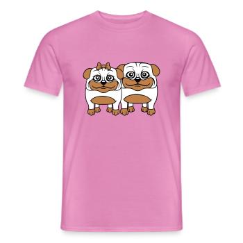2 chiens Carlin Homme Femme Couple Deux Amoureux Amour - T-shirt homme - rose - Devant - AI Model Male 178 dark (178cm)