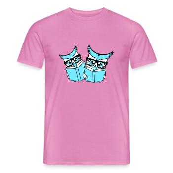 2 Owls Nerd Duo Geek Book Reading Eagle Owl Glasses Smart - Men's T-Shirt - pink - Front - AI Model Male 178 dark (178cm)