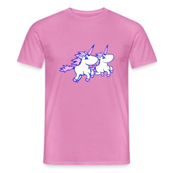 2 Einhörner Team reiten schnell Galopp Freude Crew - Männer T-Shirt - Pink - Vorne - AI Model Male 178 dark (178cm)