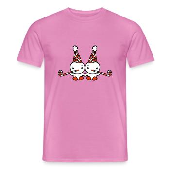 2 canards anniversaire fête chapeau deux bouffées an - T-shirt homme - rose - Devant - AI Model Male 178 dark (178cm)