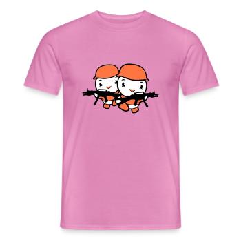 2 canards soldat soldat soldat professionnel casque pistolet courses - T-shirt homme - rose - Devant - AI Model Male 178 dark (178cm)