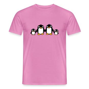 4 Penguins Dad Mom Two Kids Baby Hands Holding - Men's T-Shirt - pink - Front - AI Model Male 178 dark (178cm)