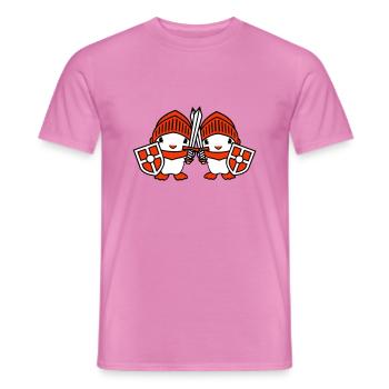 2 Enten Ritter Rüstung Schwert Schild Helm Kämpfer - Männer T-Shirt - Pink - Vorne - AI Model Male 178 dark (178cm)