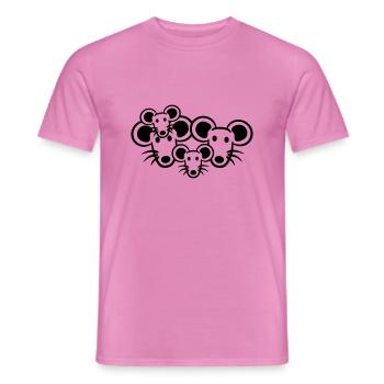 4 Mäuse Familie Zwei Kinder Mama Papa Eltern Süß - Männer T-Shirt - Pink - Vorne - AI Model Male 178 dark (178cm)