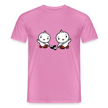 2 Birds Playing Hockey Sport Puck Two Stick - Men's T-Shirt - pink - Front - AI Model Male 178 dark (178cm)