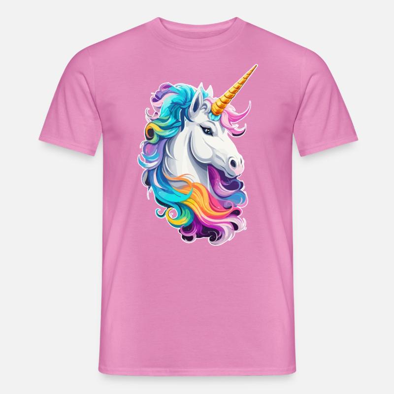 buntes Einhorn - Männer T-Shirt - Pink