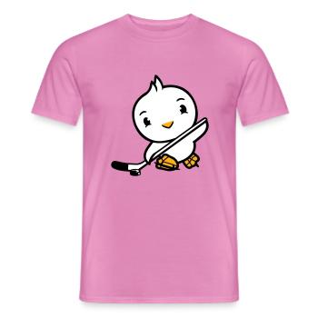 Bird Playing Hockey Sport Puck Stick Hobby - Men's T-Shirt - pink - Front - AI Model Male 178 dark (178cm)