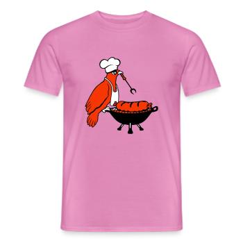 Bird grilling sausage grilling delicious eating sausages - Men's T-Shirt - pink - Front - AI Model Male 178 dark (178cm)