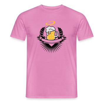beer in a beer mug with ears of wheat and halo - Men's T-Shirt - pink - Front - AI Model Male 178 dark (178cm)