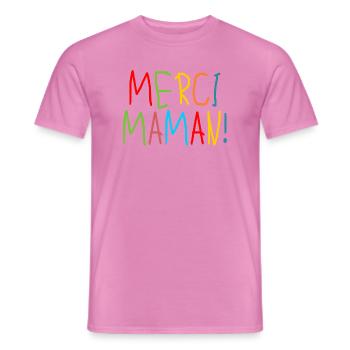 MERCI MAMAN ENFANTS - MÈRE - FAMILLE - T-shirt homme - rose - Devant - AI Model Male 178 dark (178cm)