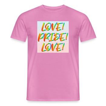 LOVE PRIDE LOVE LGBTQ SPRÜCHE VIELFALT DIVERSITY - Männer T-Shirt - Pink - Vorne - AI Model Male 178 dark (178cm)