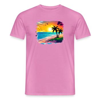 Summer Sunset Beach Watercolor - Men's T-Shirt - pink - Front - AI Model Male 178 dark (178cm)