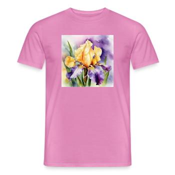 Iris iris purple orange | Watercolor Design - Men's T-Shirt - pink - Front - AI Model Male 178 dark (178cm)