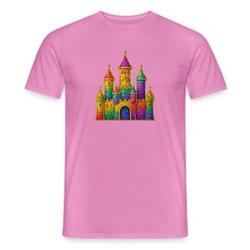 Conception de château à paillettes arc-en-ciel - T-shirt homme - rose - Devant - AI Model Male 178 dark (178cm)