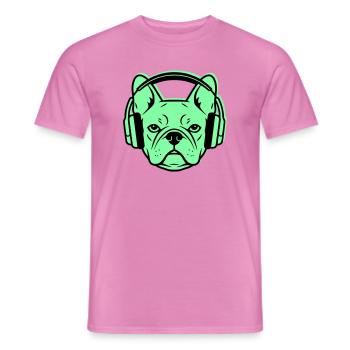Frenchie DJ Kopfhörer Musik - Männer T-Shirt - Pink - Vorne - AI Model Male 178 dark (178cm)