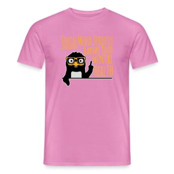 Social Media Seriously Harms Mental Health Pinguin - Männer T-Shirt - Pink - Vorne - AI Model Male 178 dark (178cm)