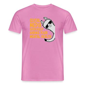 Social Media Seriously Harms Mental Health Lama - Men's T-Shirt - pink - Front - AI Model Male 178 dark (178cm)