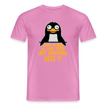 Dark Humor is Like Food Spruch Pinguin Witz Böse - Männer T-Shirt - Pink - Vorne - AI Model Male 178 dark (178cm)