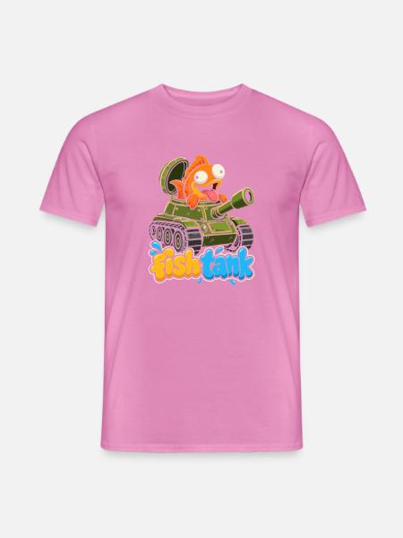 Fisch im Tank Cartoon-Motiv - Männer T-Shirt - Pink