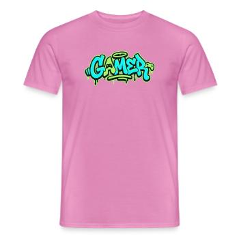Gamer Graffiti Logo - Männer T-Shirt - Pink - Vorne - AI Model Male 178 dark (178cm)