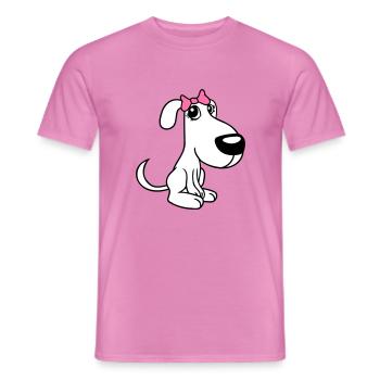 chien assis petit jolie dame arc femelle - T-shirt homme - rose - Devant - AI Model Male 178 dark (178cm)