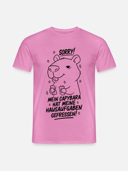 Sorry! Capybara hat meine Hausaufgaben gefressen - Männer T-Shirt - Pink