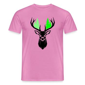 Deer Head Fir Trees Natural Green - Men's T-Shirt - pink - Front - AI Model Male 178 dark (178cm)